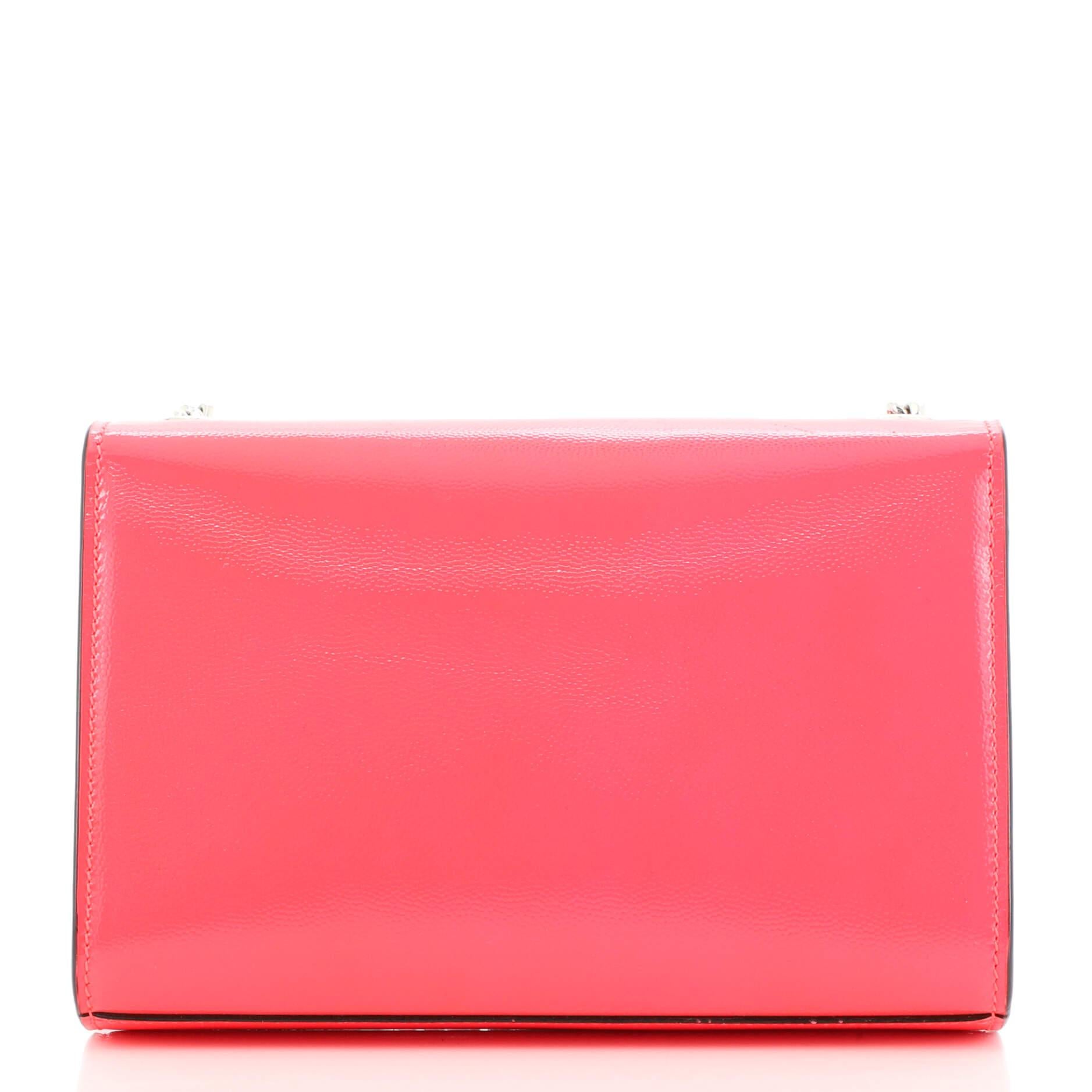 Pink Saint Laurent Classic Monogram Crossbody Bag Grainy Patent Small