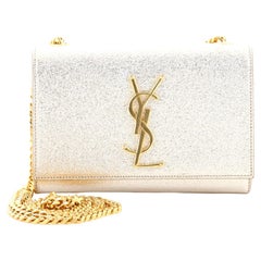 Saint Laurent Classic Monogram Crossbody Bag Metallic Leather Small