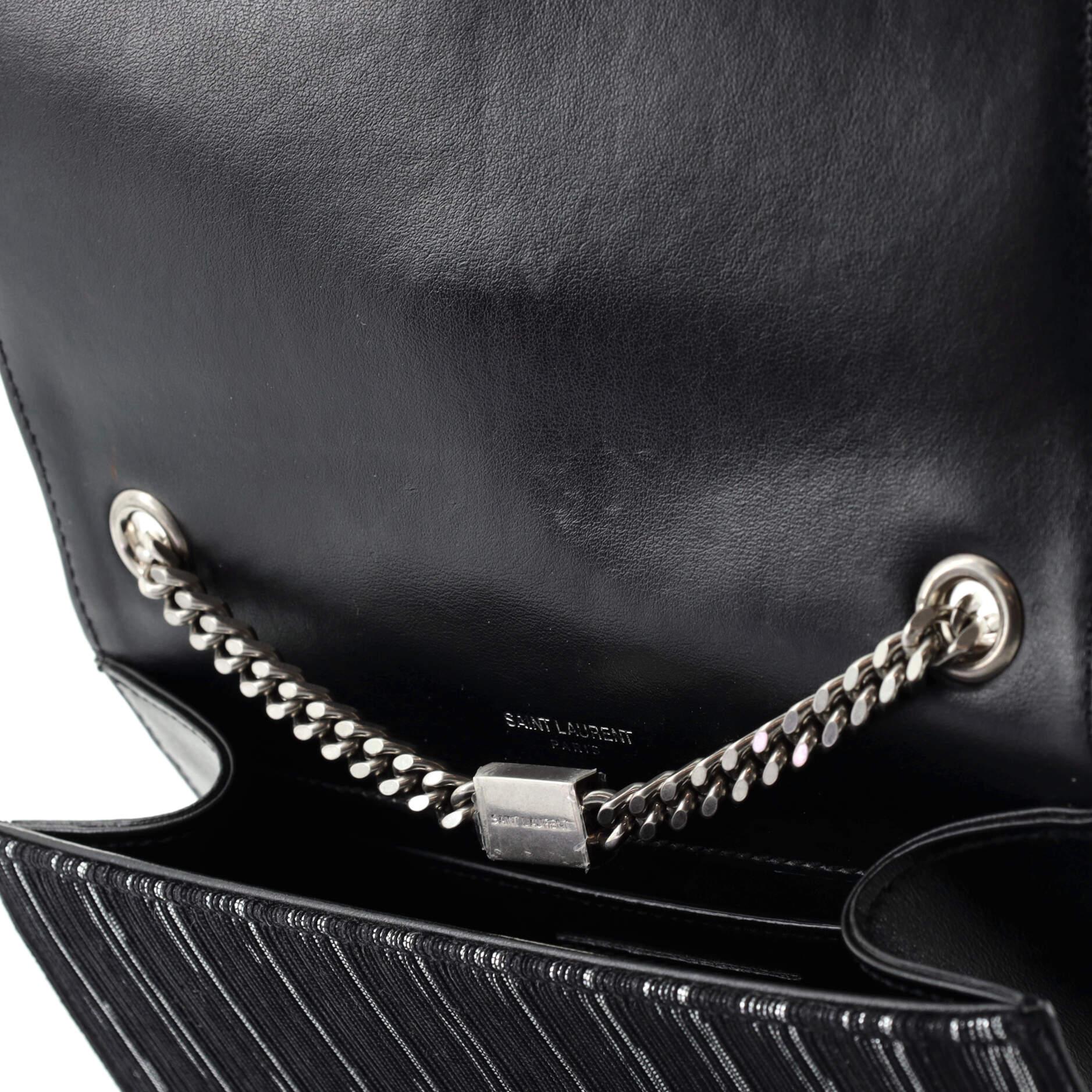 Saint Laurent Klassische Monogramm-Umhängetasche aus gestreiftem Metallic-Stoff, klein 3