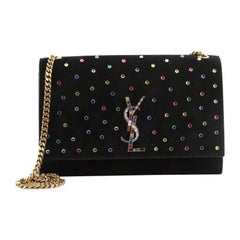 Saint Laurent Classic Monogram Crossbody Bag Studded Suede Medium