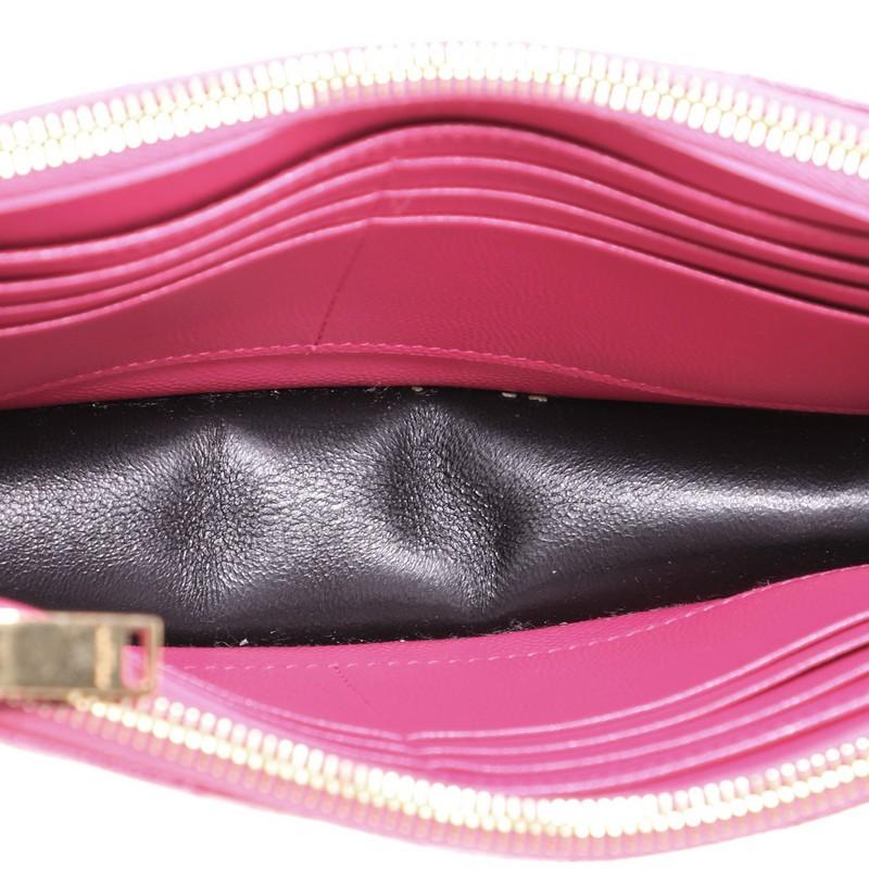 Pink Saint Laurent Classic Monogram Double Zip Wallet Matelasse Chevron Leathe