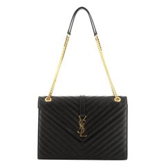Saint Laurent Classic Monogram Envelope Satchel Matelasse Chevron Leather