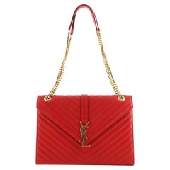 Saint Laurent Classic Monogram Envelope Satchel Matelasse Chevron Leather
