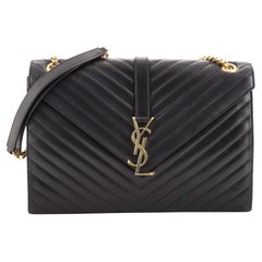 Saint Laurent Classic Monogram Envelope Satchel Matelasse Chevron Leather