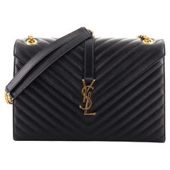 Saint Laurent Classic Monogram Envelope Satchel Matelasse Chevron Leather