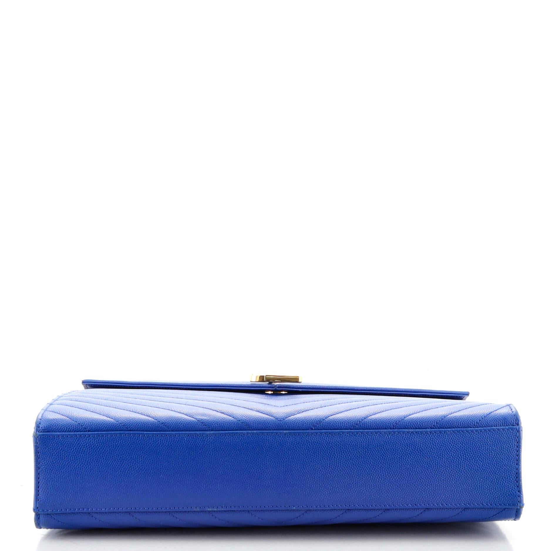 Saint Laurent Classic Monogram Envelope Satchel Matelasse Chevron Leather Large In Good Condition In NY, NY