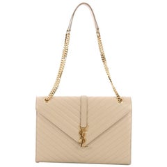 Saint Laurent Classic Monogram Envelope Satchel Matelasse Chevron Leather Large