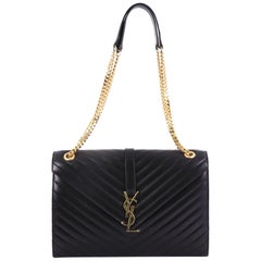 Saint Laurent Classic Monogram Envelope Satchel Matelasse Chevron Leather Large