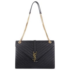 Saint Laurent Classic Monogram Envelope Satchel Matelasse Chevron Leather Large