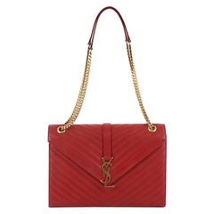 Saint Laurent Classic Monogram Envelope Satchel Matelasse Chevron Leather Large