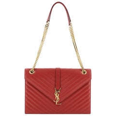 Saint Laurent Classic Monogram Envelope Satchel Matelasse Chevron Leather Large