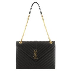 Saint Laurent Classic Monogram Envelope Satchel Matelasse Chevron Leather Large