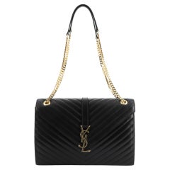 Saint Laurent Classic Monogram Envelope Satchel Matelasse Chevron Leather Large Saint Laurent Classic Monogram Envelope Satchel Matelasse Chevron Leather Large