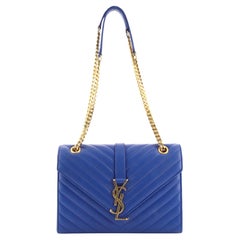 Saint Laurent Classic Monogram Envelope Satchel Matelasse Chevron Leather Medium