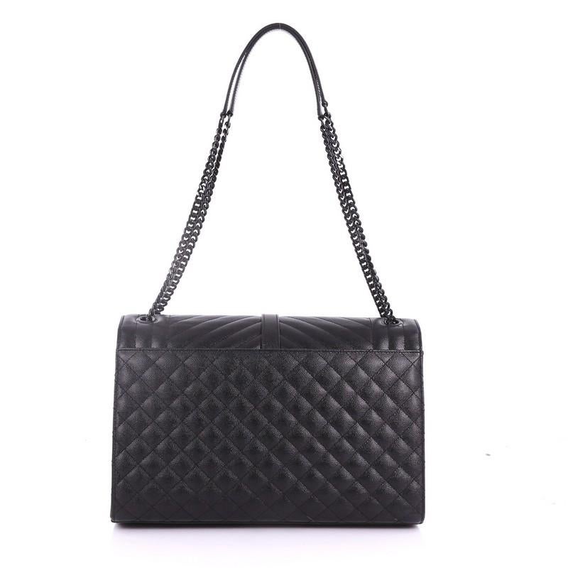 Women's Saint Laurent Classic Monogram Envelope Satchel Quilted Leather Large