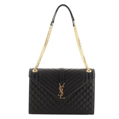 Saint Laurent Classic Monogram Envelope Satchel Quilted Leather Large