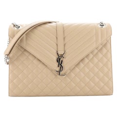 Saint Laurent Classic Monogram Envelope Satchel Quilted Leather Large