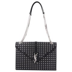 Saint Laurent Classic Monogram Envelope Satchel Studded Leather Large