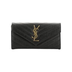 Saint Laurent Classic Monogram Flap Wallet Matelasse Chevron Leather Large 