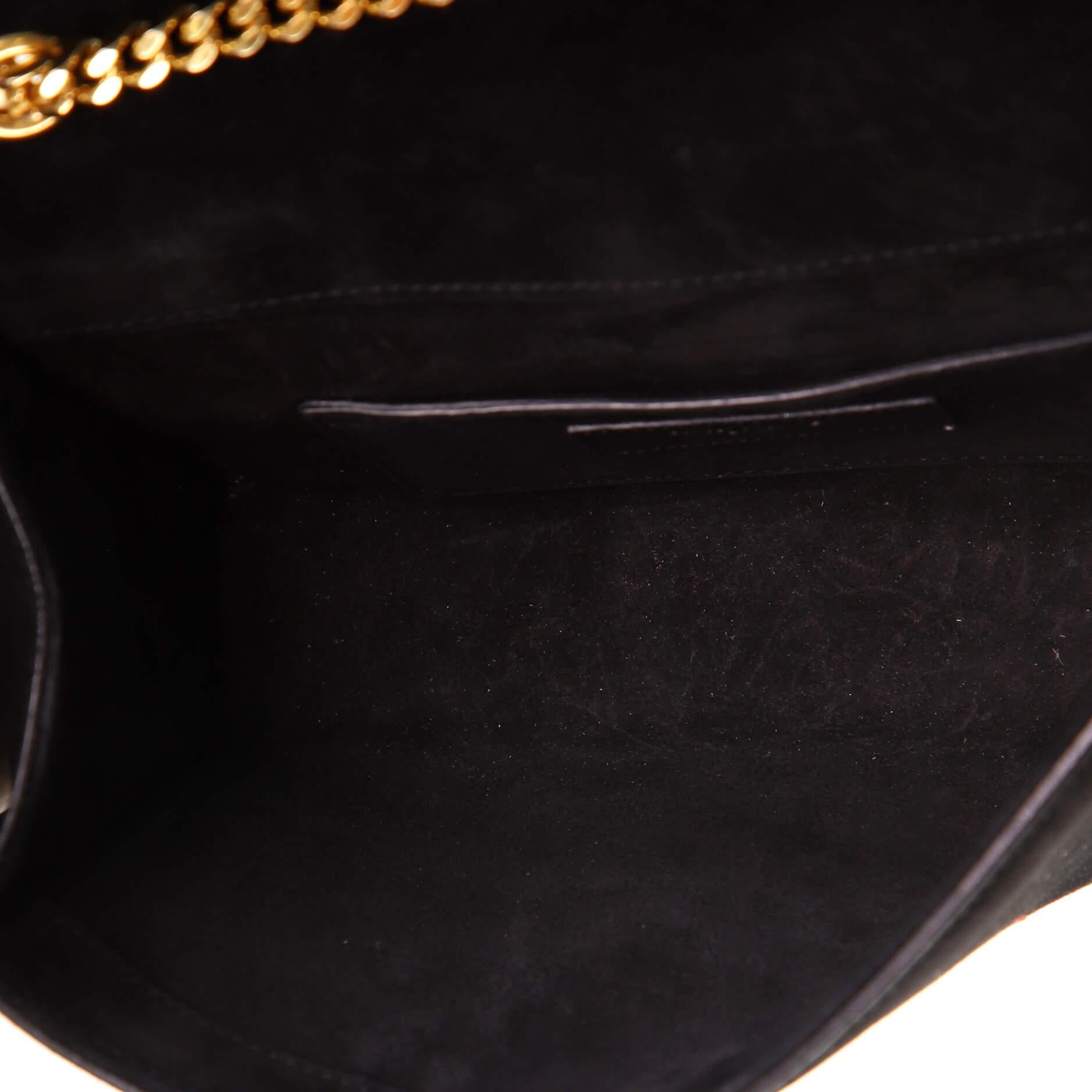 Black Saint Laurent Classic Monogram Fringe Crossbody Bag Suede Small
