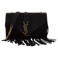 Saint Laurent Classic Monogram Fringe Crossbody Bag Suede Small