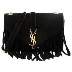 Saint Laurent Classic Monogram Fringe Satchel Suede