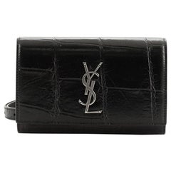 Saint Laurent Classic Monogram Kate Belt Bag Crocodile Embossed Leather