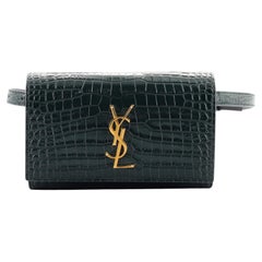 Saint Laurent Classic Monogram Kate Belt Bag Crocodile Embossed Leather