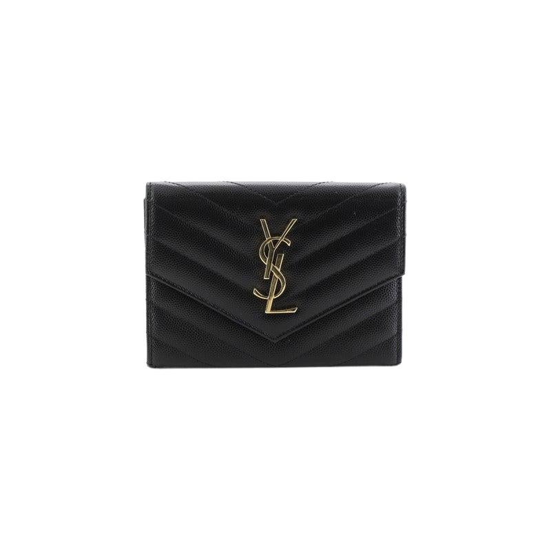 Saint Laurent Classic Monogram Passport Cover Matelasse Chevron Leather