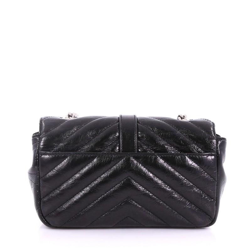  Saint Laurent Classic Monogram Punk Chain Bag Matelasse Chevron Leather Baby In Good Condition In NY, NY