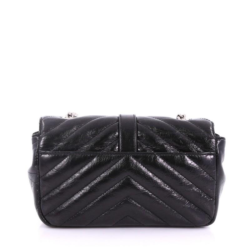 Saint Laurent Classic Monogram Punk Chain Bag Matelasse Chevron Leather Baby In Good Condition In NY, NY