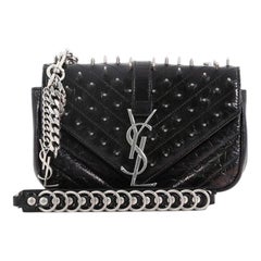 Saint Laurent Classic Monogram Punk Chain Bag Studded Matelasse Chevron Leather 