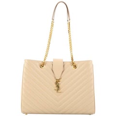 Saint Laurent Classic Monogram Shopper Matelasse Chevron Leather Large