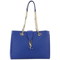 Saint Laurent Classic Monogram Shopper Matelasse Chevron Leather Large
