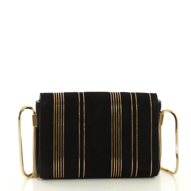 Black Saint Laurent Classic Monogram Side Tassel Crossbody Bag Embellished Suede