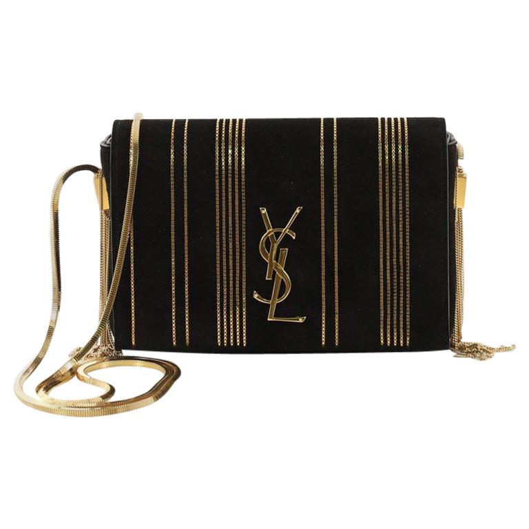 Saint Laurent Classic Monogram Side Tassel Crossbody Bag Embellished Suede