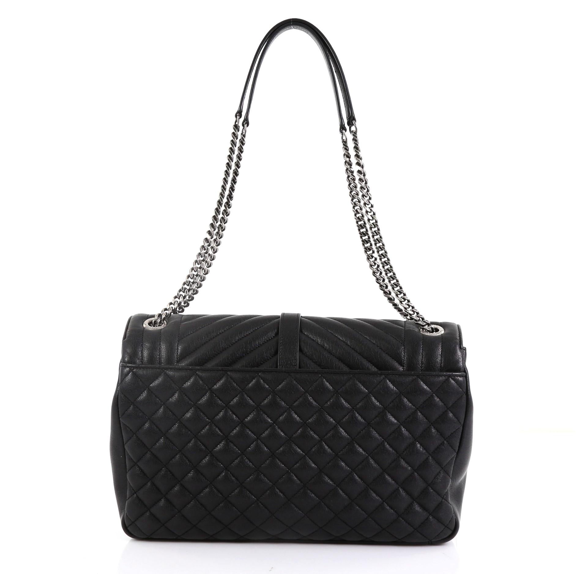 Saint Laurent Classic Monogram Slouchy Envelope Satchel Quilted Leather Large In Good Condition In NY, NY