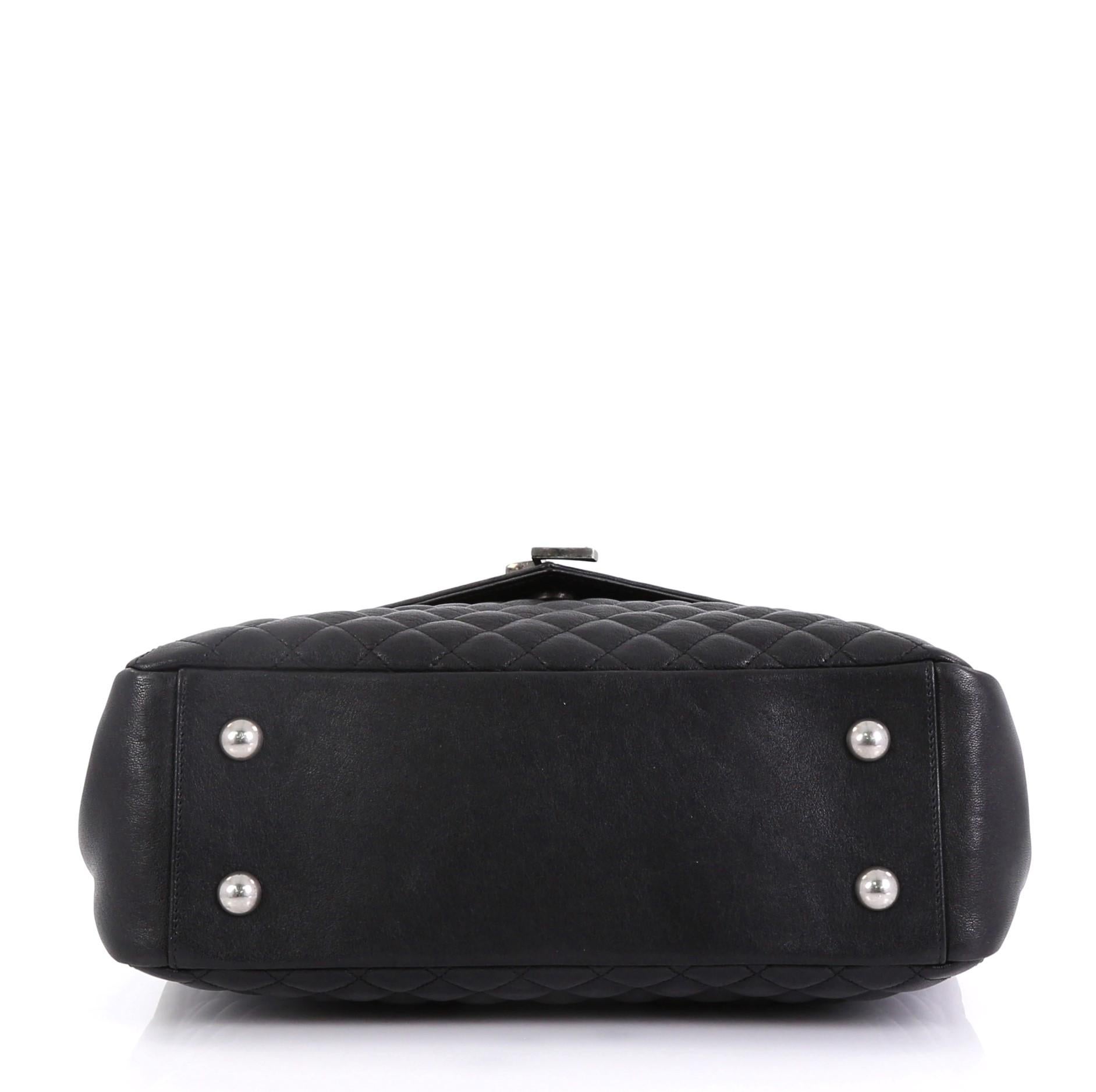 Black Saint Laurent Classic Monogram Slouchy Top Handle Bag Mixed Matelasse Leather