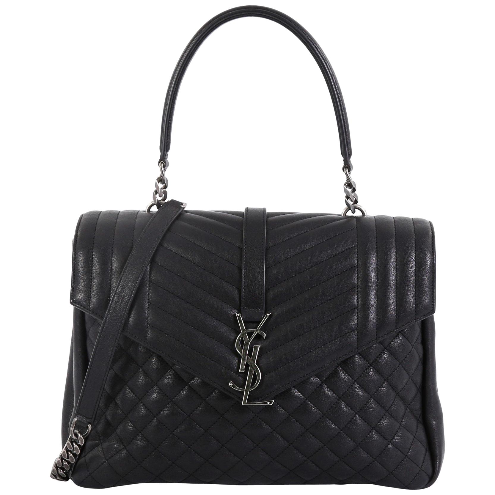 Saint Laurent Classic Monogram Slouchy Top Handle Bag Mixed Matelasse Leather
