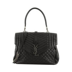 Saint Laurent Classic Monogram Slouchy Top Handle Bag Mixed Matelasse Leather La