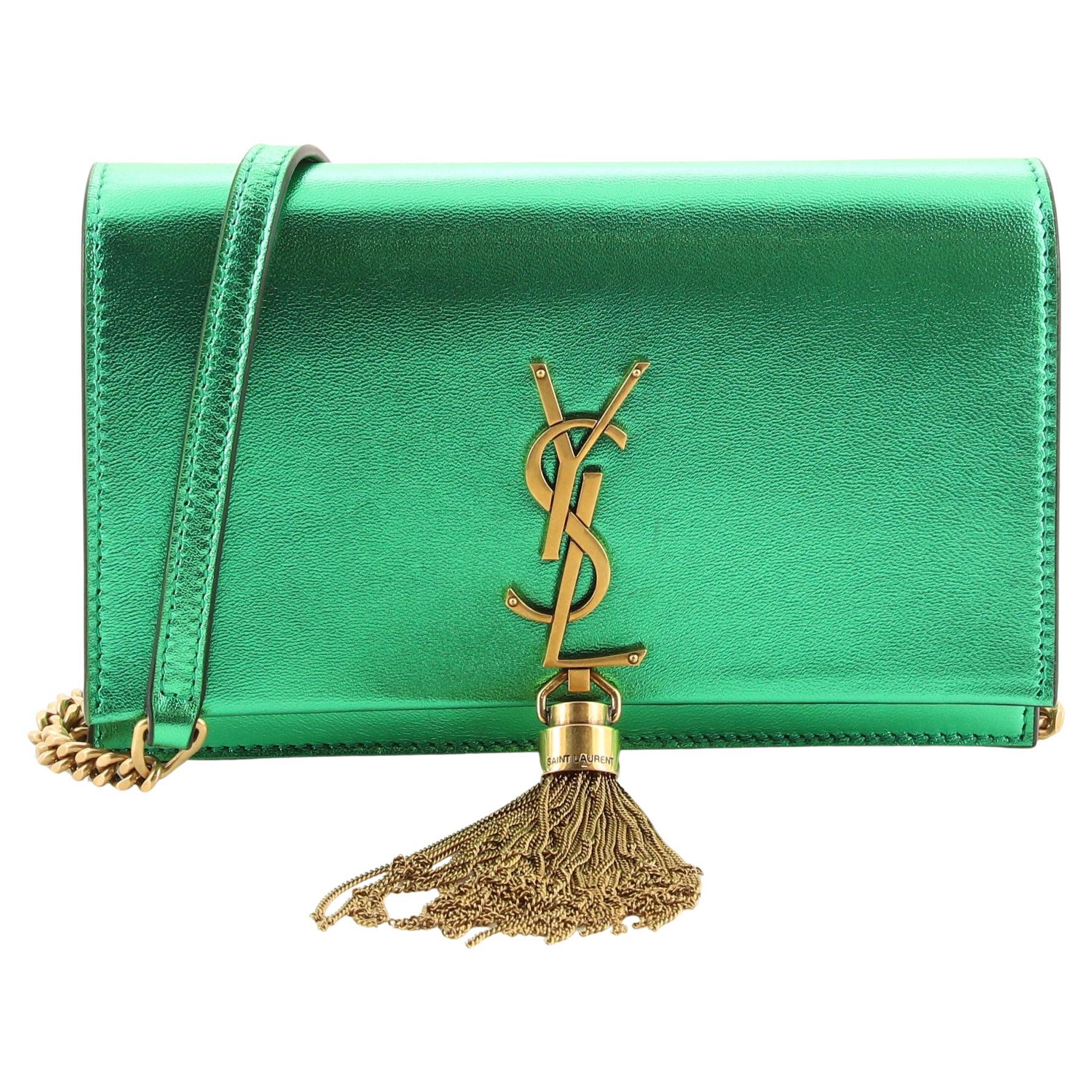 Saint Laurent Classic Monogram Wallet on Chain Matelasse Chevron