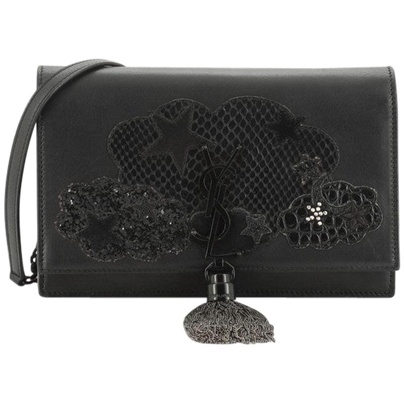 Saint Laurent Classic Monogram Tassel Chain Wallet Patchwork Leather