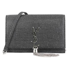 Saint Laurent Classic Monogram Tassel Chain Wallet Woven Fabric