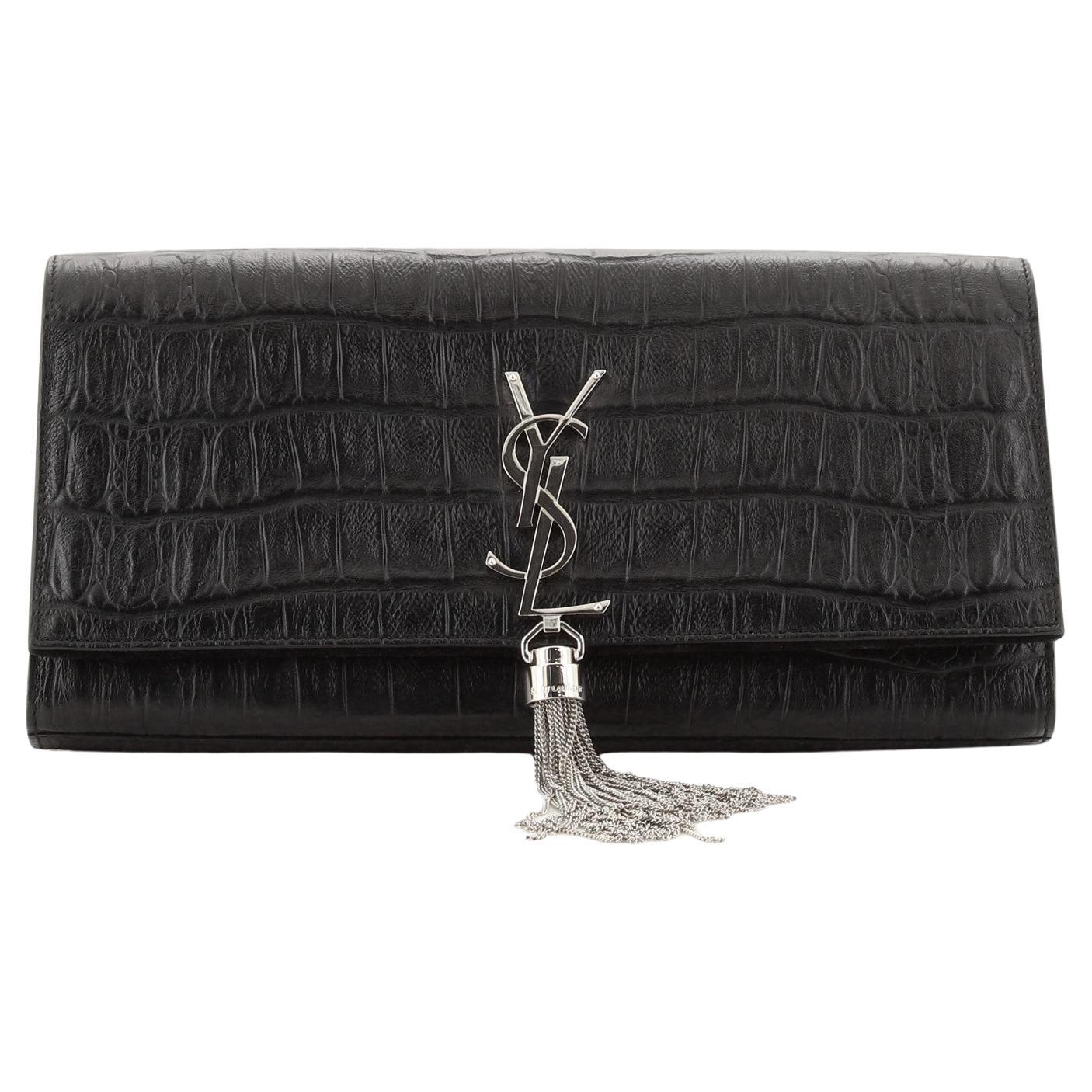 Saint Laurent Classic Monogram Clutch Leather Long at 1stDibs