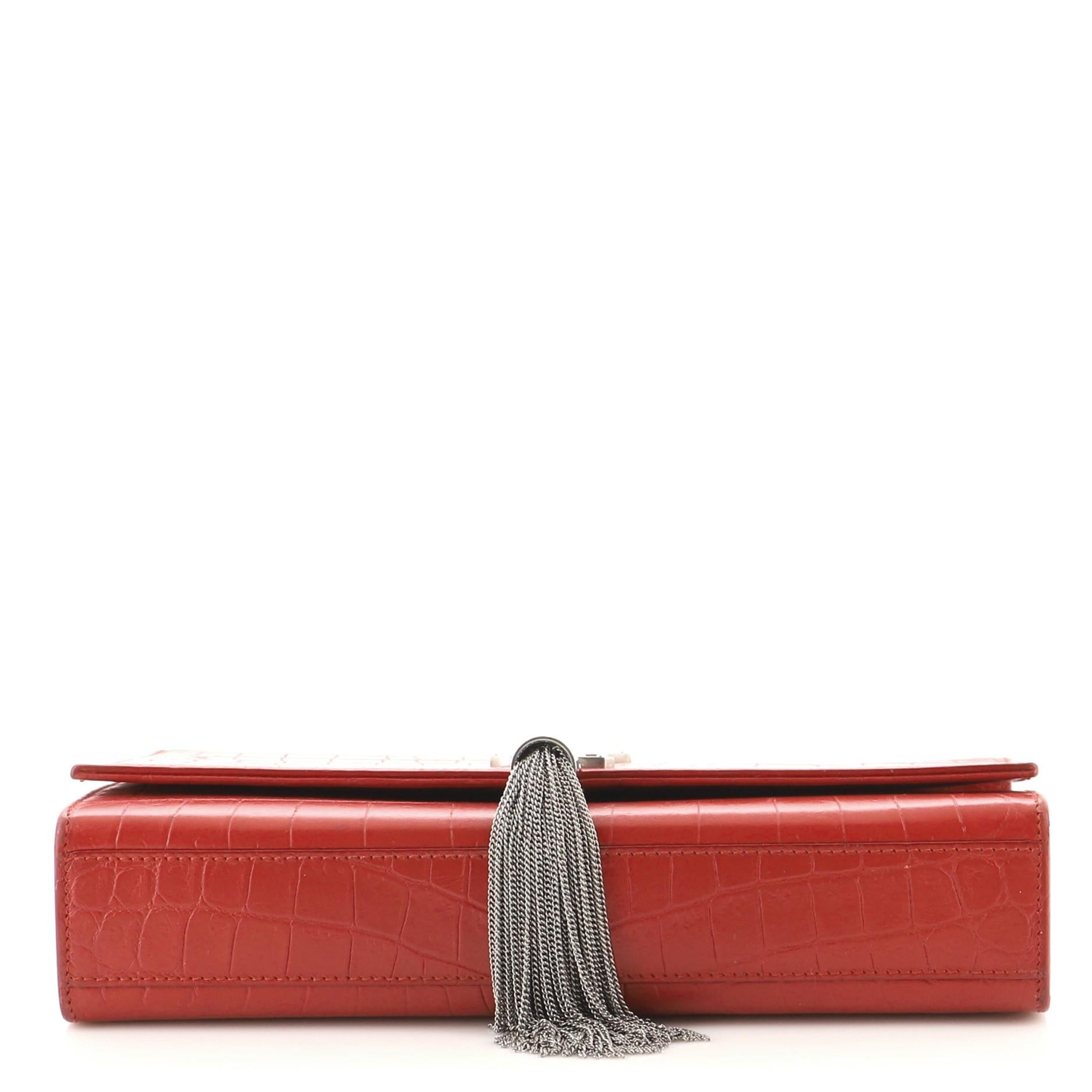 ysl red bag silver chain