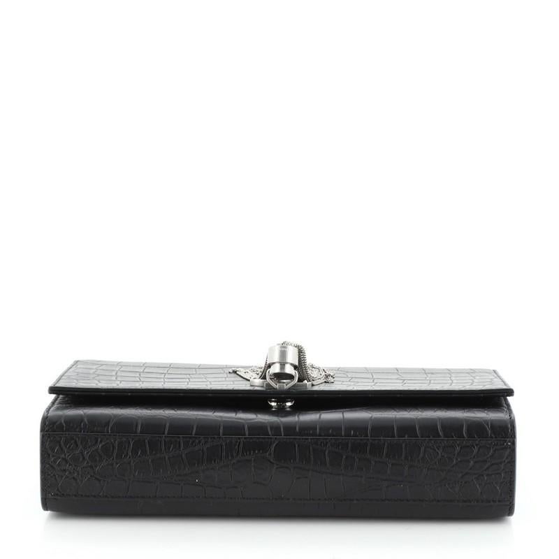 Women's or Men's Saint Laurent Classic Monogram Tassel Crossbody Bag Crocodile Embossed Leather