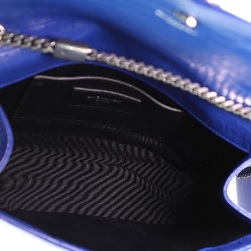 Blue Saint Laurent Classic Monogram Tassel Crossbody Bag Crocodile Embossed Leather