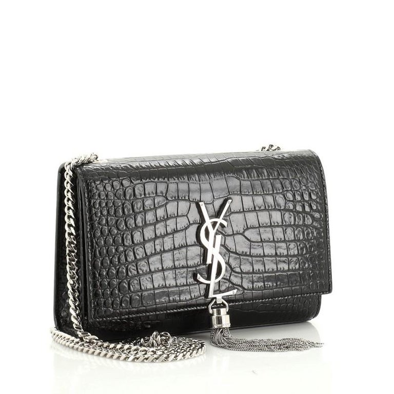 Saint Laurent Classic Monogram Tassel Crossbody Bag Crocodile Embossed Leather M at 1stDibs