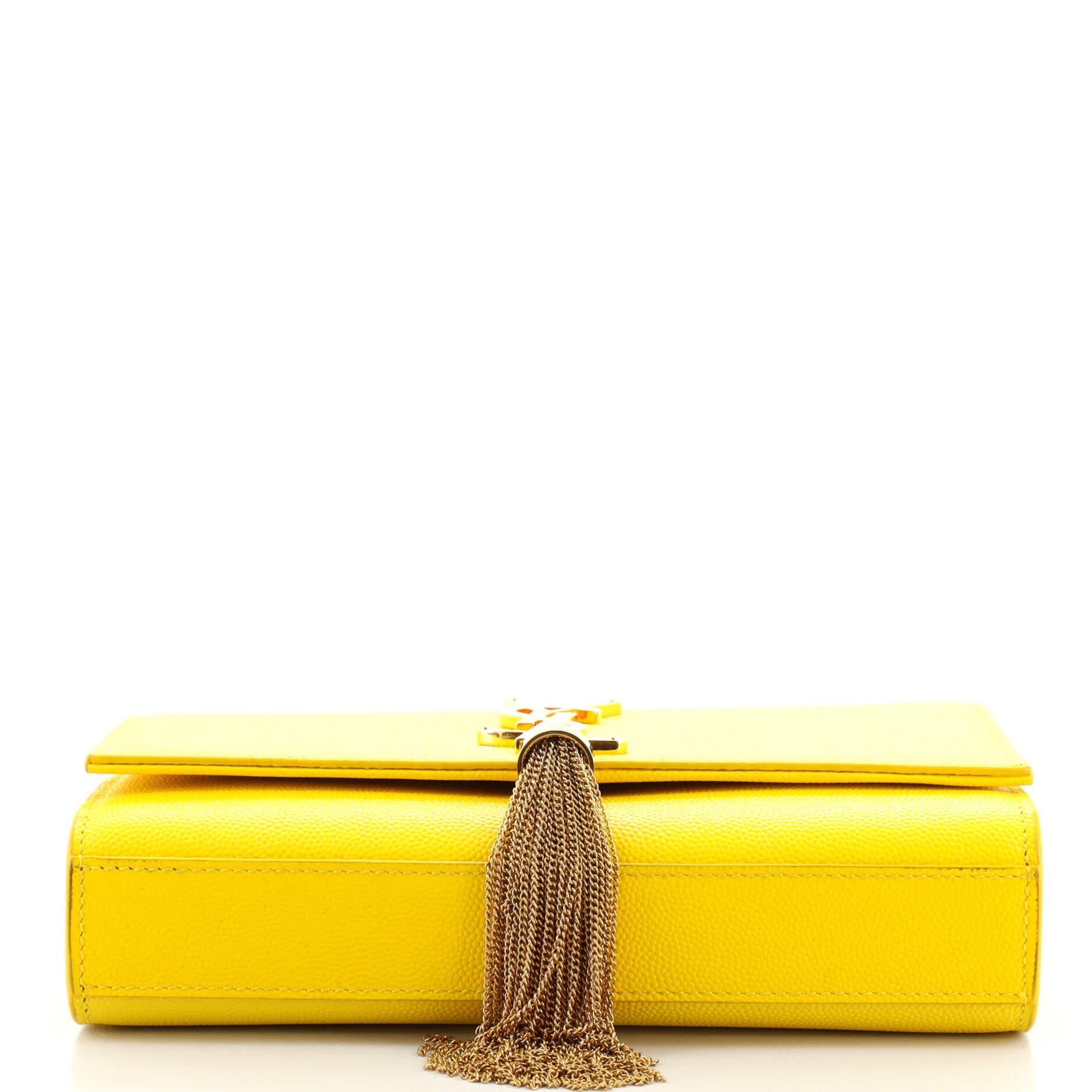 Women's or Men's Saint Laurent Classic Monogram Tassel Crossbody Bag Grainy Leather Small