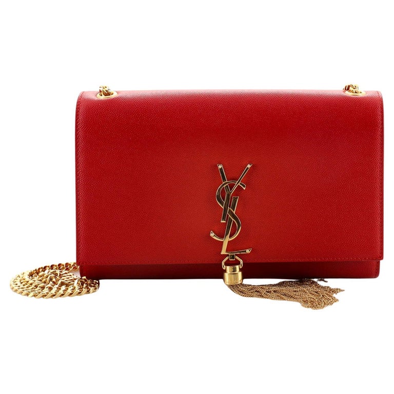 Saint Laurent Classic Monogram Tassel Crossbody Bag Grainy Leather